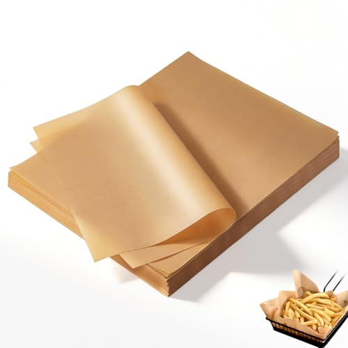 500PCS Parchment Paper, 8 x 12 Inch Greaseproof Baking Paper Sheets Non-Stick Grease Proof Papers Unbleached for Cooking Rosating Grilling Air Fryer