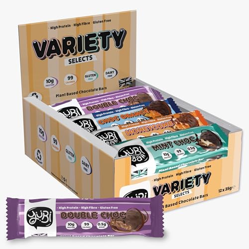 Yubi Bar – Variety Selects Protein Bars, 12 x 35g | 99 Calories, High Protein, Low Sugar, High Fibre, Gluten Free and Dairy Free, Healthy Snacks/Nutrition Bar