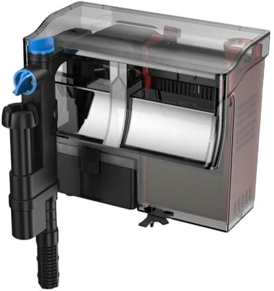 GRECH CBG-1200 5W UV Hang On Back Aquarium Filter – 317 GPH HOB Power Filter for 20-50 Gallon Fish Tanks, External Water Filter with UV Clarifier, Black