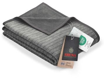 Ibena Fano Kuscheldecke 150x200 cm – Wohndecke grau hellgrau, tolle Wendedecke aus hochwertiger Baumwollmischung, kuschelweich und angenehm warm