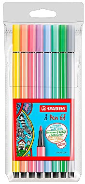 Viltstift STABILO Pen 68 pastel etui à 8 kleuren | 10 stuks