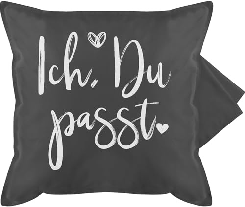 Kissenbezug - Valentinstag Partner Kissen Ideen - Ich Du Passt - 50 x 50 cm - Grau - valentinstagsgeschenk liebes geschenk walentinstag für ihn baumwollkissen valentinsgeschenk kuschelkissen liebe