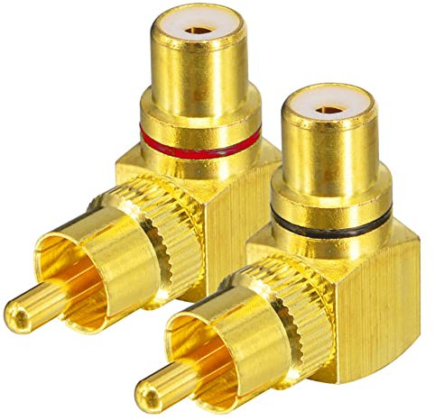 Greluma 2 pezzi convertitore adattatore RCA maschio a femmina ad angolo retto, 90 gradi, 1 rosso e 1 nero