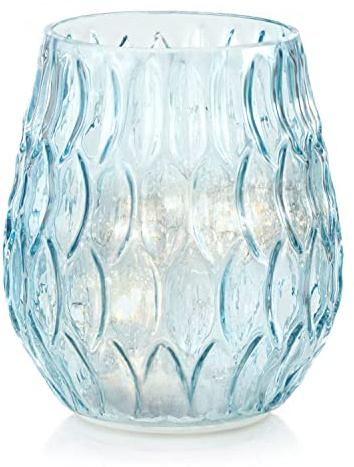 AmeliaHome LED Deko Glas Leuchten Stimmungsbeleuchtung aus Glas Madrid Hellblau