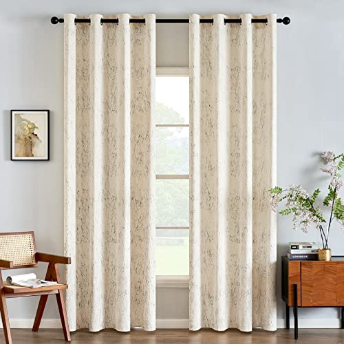 EMEMA Samtvorhänge Vorhang Blickdicht Vorhänge mit Ösen Gardinen Deko Ösenvorhang Dekoschal Dekogardinen für Schlafzimmer Wohnzimmer 2er Set 140 x 225 cm(B x H) Milchweiß