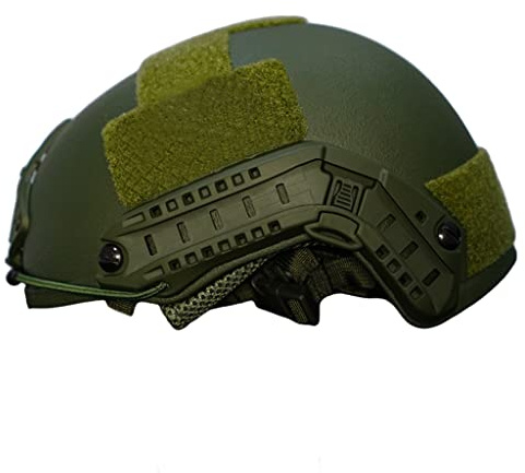TS TAC-SKY Casco Balistico Militare NIJ IIIA 3A in Kevlar Aramidico Veloce UHMWPE con Supporto per Torcia Elettrica,Verde,M