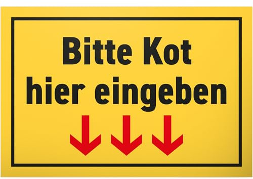 DankeDir! Bitte Kot hier eingeben - Schild 30 x 20 cm - Toilette Toilettenschild Kloschild lustig Klo Schild WC Schild zum aufhängen - Herren Gäste WC Deko Gästetoilette Wand Türschild