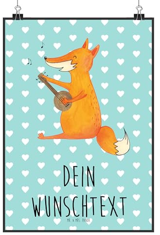 Mr. & Mrs. Panda Poster Selbst Gestalten Fuchs Gitarre DIN A3 - Personalisierte Geschenke, Singen, Musik, Sänger, personalisiert, individuell, Bild mit Namen, Personalisiertes, Füchse, Wandbild