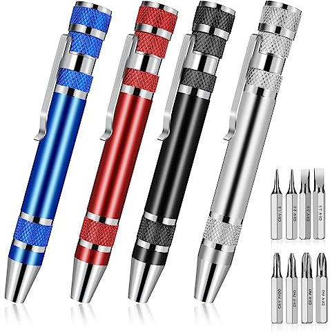 4 Stück 8-in-1 Magnetischer Schraubendreher Set - Miniaturtrager Kreuzschlitz Werkzeug für Reparaturen und Installationen