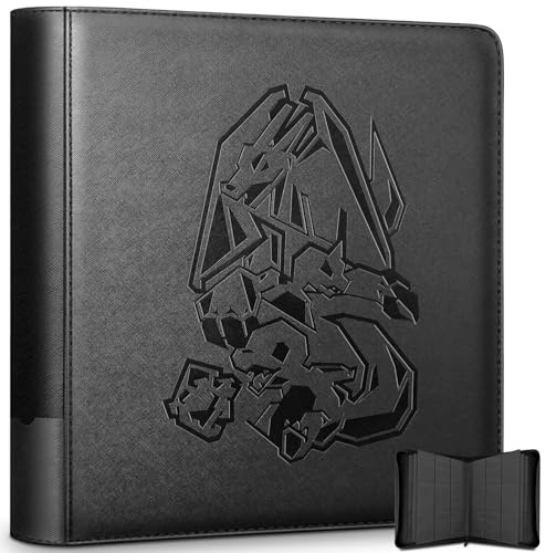 Douper Toploader Binder, Oversized 9 Pocket 252 Top Loaders Holder, EverGuard Protection, Customizable Label Slot, Premium 3D-Embossed Design - Unique Gift for Collectors (Black)