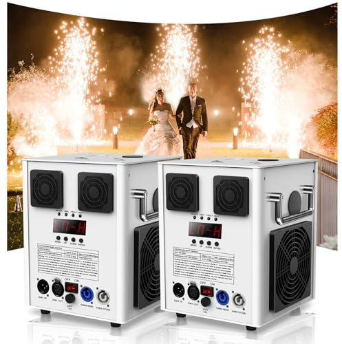 Efecto Escénico Máquina de Chispas,2PCS 530W DMX Chispas Frías Máquina con Control Remoto, Alcance 3-5 Metros Máquina de Efectos Especiales de Chispas Frías, para DJ,Boda,Halloween,Navidad, Fiesta
