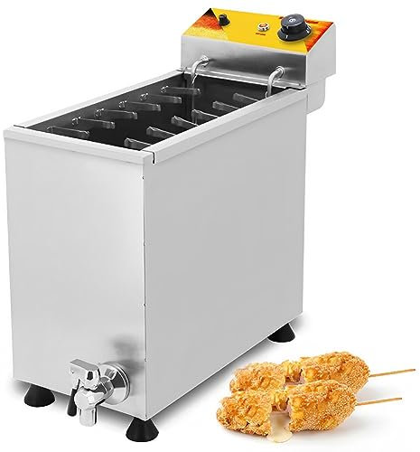 QUTBAG 3000W Commercial Electric Fryer, 25L Cheese Hot Dog Stick Machine Sausage Grill Stove with Precise Thermostat, 12pcs Sausage Frying Equipment for Restaurant, Home Kitchen, Snack Bar