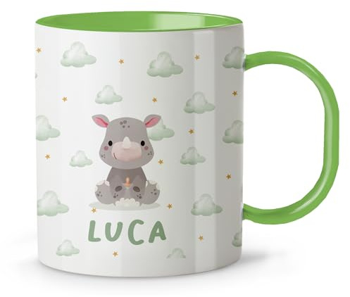 Tasse pour enfants sans BPA. Tasse personnalisée. Tasse en plastique pour enfants. Cadeau personnalisé. Tasses originales pour cadeaux. Couleurs au choix. Nuages Rhino