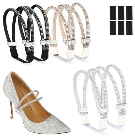 simarro 3 Pairs Shiny Shoe Laces for Heels, Detachable Shoe Strap Belt Band for Holding Loose High Heels Elastic High Heels (Multicolor)