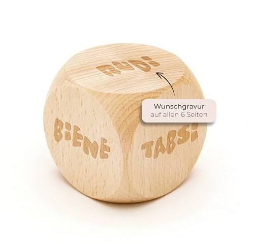 Diamandi Entscheidungswürfel aus Holz - 3cm - personalisiert mit individueller Textgravur auf 6 Seiten - Entscheidungen zukünftig spielerisch treffen - Junggesellenabschied, Haushalt, Datenight, Büro