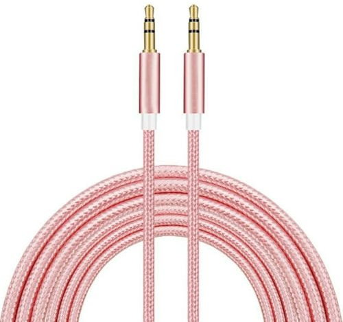 Aux Cable 3.5mm Male to Jack Audio Lead, Nylon Braided Aux Cord for Car, Headphone, MP3 Player, Smartphone, Home Stereos, Laptop and More (Pink)