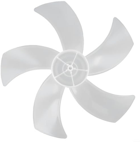 HOHOVYVY Ventola di ricambio per ventilatore, 16 pollici, in plastica, cinque fogli con copertura per dadi (bianco)