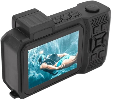 Fotocamera Subacquea 4K Fotocamera Subacquea 11FT Fotocamera Subacquea 48MP Autofocus Doppio Schermo Selfie Fotocamera Subacquea per Snorkeling Fotocamera Digitale Compatta (BLACK)