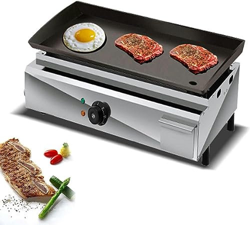SmPinnaA Plancha Eléctrica Grande para Cocinar En Caliente, 220-240 V, Comercial, De Acero Inoxidable, Eficiente, Antiadherente, Ajustable, para Encimera, Parrilla para Barbacoa, Tortilla,