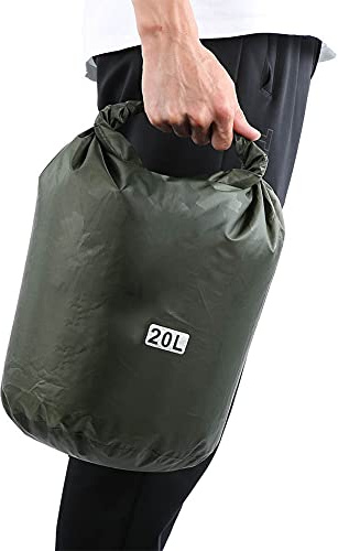 Luocute Sac étanche Flottant étanche 5L 20L 50L pour Le Bateau, Le Kayak, la Randonnée, Le Snowboard, Le Camping, Le Rafting, la Pêche, la Randonnée, Le Baril Pliable en PVC pour (20L)