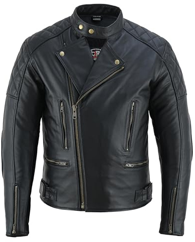 BTR BORN TO RACE Men's Motorcycle Motorbike Premium Quality Leather Jacket Distress Zip Up CE Approved Protection Jacket New (US, Alpha, 4X-Large, Regular, Regular, Black)