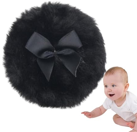 Duvet de poudre à fourrure - Poudre corporelle bouffante douce et ronde pour le corps - Poudre cosmétique en vrac avec nœud en ruban - Outil de maquillage, applicateur de poudre corporelle pour bébés