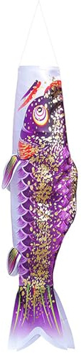 Licsaliwe Drapeau de Carpe Japonais, bannières de banes Bombe à Poisson Koinobori 3D, Streamer à Chaud enroètes décoration Suspendue pour décoration Jardin en Plein air / 27,6 Pouces (Violet)