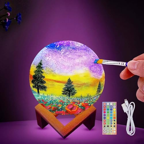 ACED Kit de Lampada luna para pintar tu propia, Suministros de Artes, Kit de artesanía, Edades 6 7 8 9 10 11 12 Año Viejo chica chico niño regalo