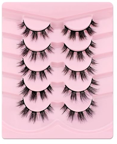 3D lösögonfransar kattöga, fluffig volym curly kattöga konstgjorda ögonfransar naturligt utseende, återanvändbara handgjorda falska mink make-up ögonfransar 5 parpack (FDH-16)