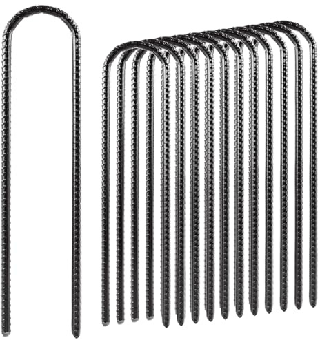 MIVIDE 12 anclajes de suelo para trampolín U, 30 cm/12 pulgadas, anclaje para suelo, diámetro de rosca de 8 mm, piquetas para tienda de campaña, trampolín reforzado estable para trampolín, jardín