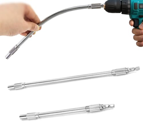 2 Pièces porte-embouts flexibles pour perceuse 1/4'' Tige Hexagonale, 200mm et 300mm,rallonge visseuse,Flexible Rallonge Renvoi D'angle Visseuse, Rallonge Foret,pour Perceuse Visseus Tournevis