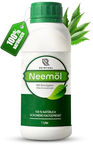 Neemöl mit Emulgator (1000 ml) inkl. umfangreichen Ratgeber, Natürliche Pflanzenpflege - Ergibt bis zu 120 L sprühfertiges Neem-Öl Spray, Niemöl für Pflanzen, Garten & Blumen