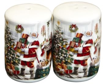 Santa Claus Salt & Pepper Shakers Ceramic Christmas Kitchen Condiment Table Pots