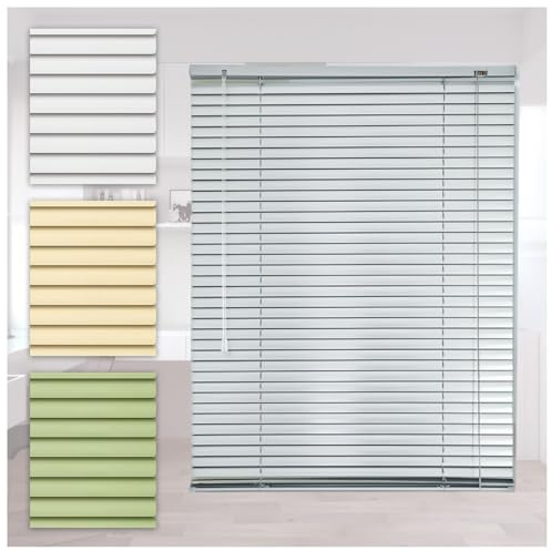 Tende Veneziane in Alluminio – Persiane per interni C-Shape oscuranti – Tende per finestre per ufficio, soggiorno e cucina, montaggio a soffitto o a parete, Oscuranti per Finestre(White)