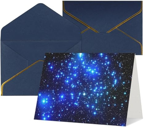 Longzehao Cartes de vœux imprimées étoiles galaxie, intérieur vierge, avec enveloppe, adaptées pour la famille et les amis