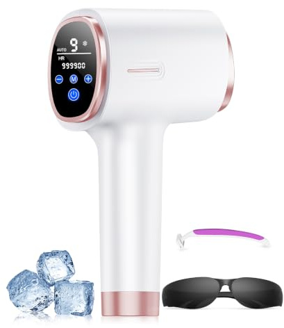 21J Epilatore Luce Pulsante con Funzione di Raffreddamento, 9 Livelli di Luce Pulsante, Epilatore Laser per Donna e Uomo, Ascelle, Braccia, Schiena, Zona Bikini