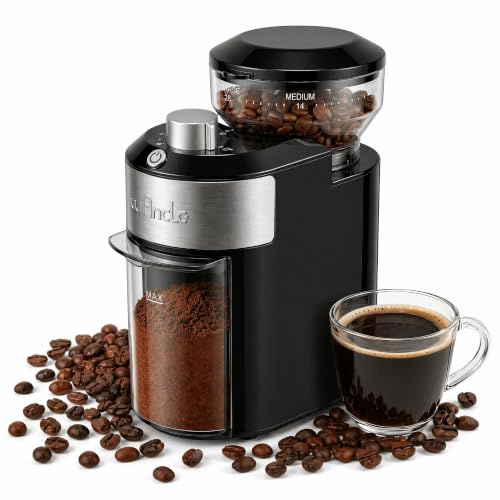 Wancle Kaffekvarn - elektrisk kaffekvarn justerbar med 28 malningsnivåer - exakt slipning för 2–12 koppar, för espresso, kaffefilter och fransk press 220 V