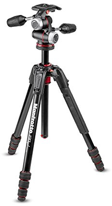 Manfrotto 190Go! Kit Treppiede 4 Sezioni in Alluminio, Testa a 3 Vie