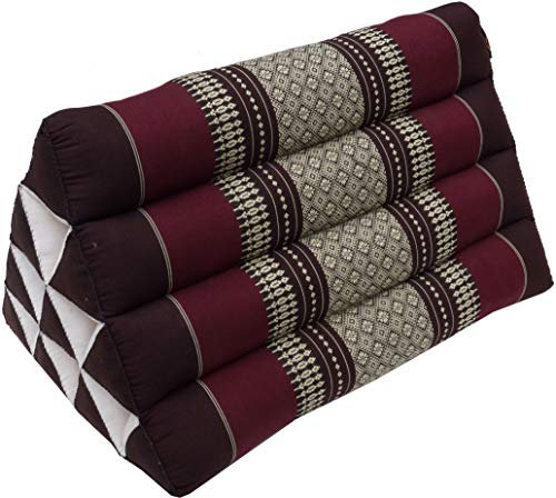 GURU SHOP Dreieck Thaikissen, Dreieckskissen, Kapok - Braun/weinrot, 30x30x50 cm