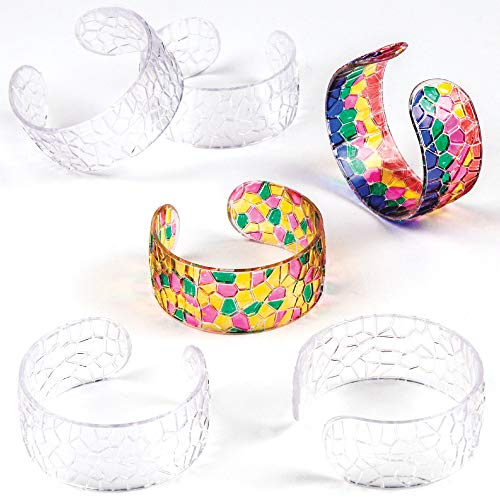 Baker Ross EK4986 Mosaik-Armspangen - 6er-Pack, Transparent, Sortiert, zum Dekorieren und Tragen, Bastelarmspangen
