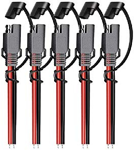 iMESOTU Lot de 5 Câbles d'extension SAE 16 AWG 2 Broches à Déconnexion Rapide DC 12 V 30 cm Avec Bouchon étanche pour Batterie de Moto et Voiture Application Solaire