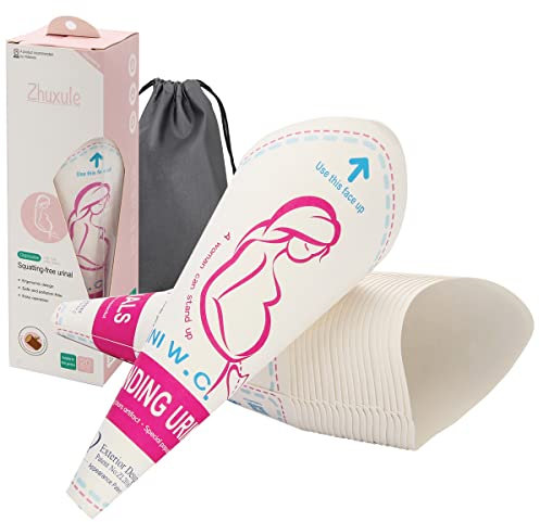 Luxiv Dispositivo desechable para orinar femenino, paquete de 20 embudos portátiles para orinal para niñas, taza de orina para mujer, taza de orina de papel impermeable, vasos desechables para