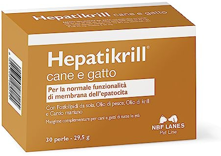 NBF Lanes | Hepatikrill Cane e Gatto, 30 Perle Appetibili, per la Normale Funzionalità di Membrana dell’Epatocita