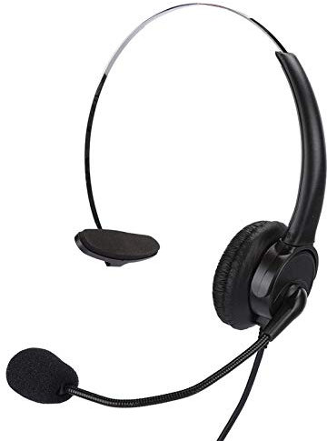 Denash Cuffia con Microfono, Telefono Cuffia Monoaurale Telefono Fisso Cuffie con Microfono per l'home Office Utilizzare Plug And Play