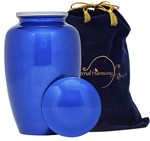 Eternal Harmony Grande urne pour cendres, vase de crémation adulte homme et femme pour cendres humaines, fermeture sécurisée et sac en velours, vase funéraire pour homme et femme pesant jusqu'à 90,7