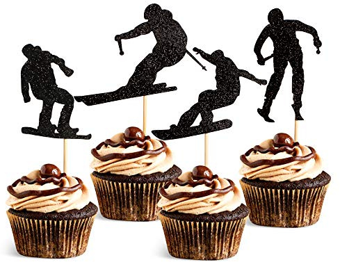 60 Stück Skateboard-Cupcake-Topper Skateboarding Kuchen Topper Sport Kuchen Dekoration für Sport Motto Bacheloretter Geburtstag Hochzeit Party Zubehör