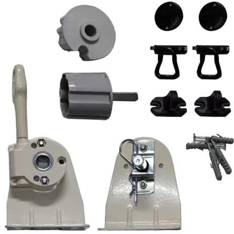 Markisenreparatur-Set für Fallarmmarkisen in verschiedenen Farben und Größen. Personalisierbar. Mit Kurbel für Markisen, Befestigungsbügeln und Kappen (WEISS 70 MM)