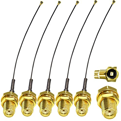 TUOLNK 5-Pack 6-Tums SMA-Uttag Till U.fl/IPX Förlängningskabel, Skott Till IPEX MHF4 RF Pigtail WiFi-Antenner Koaxialkabel 0,81 mm