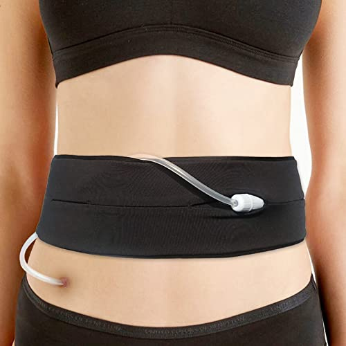 Comfortable Peritoneal Dialysis Belt PD Catheter Holder with Slits Waistband Fanny Pack Feeding Tube G-Tube PEG Accessories Safety Secure Patients Nuring Black,Medium(29-41)