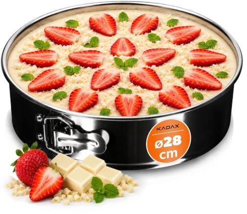 KADAX Molde para tartas, molde de chapa estañada para hornear, horno, bandejas de pastel desmontables para tarta de queso, utensilios redondos para hornear (28 cm, plateado)